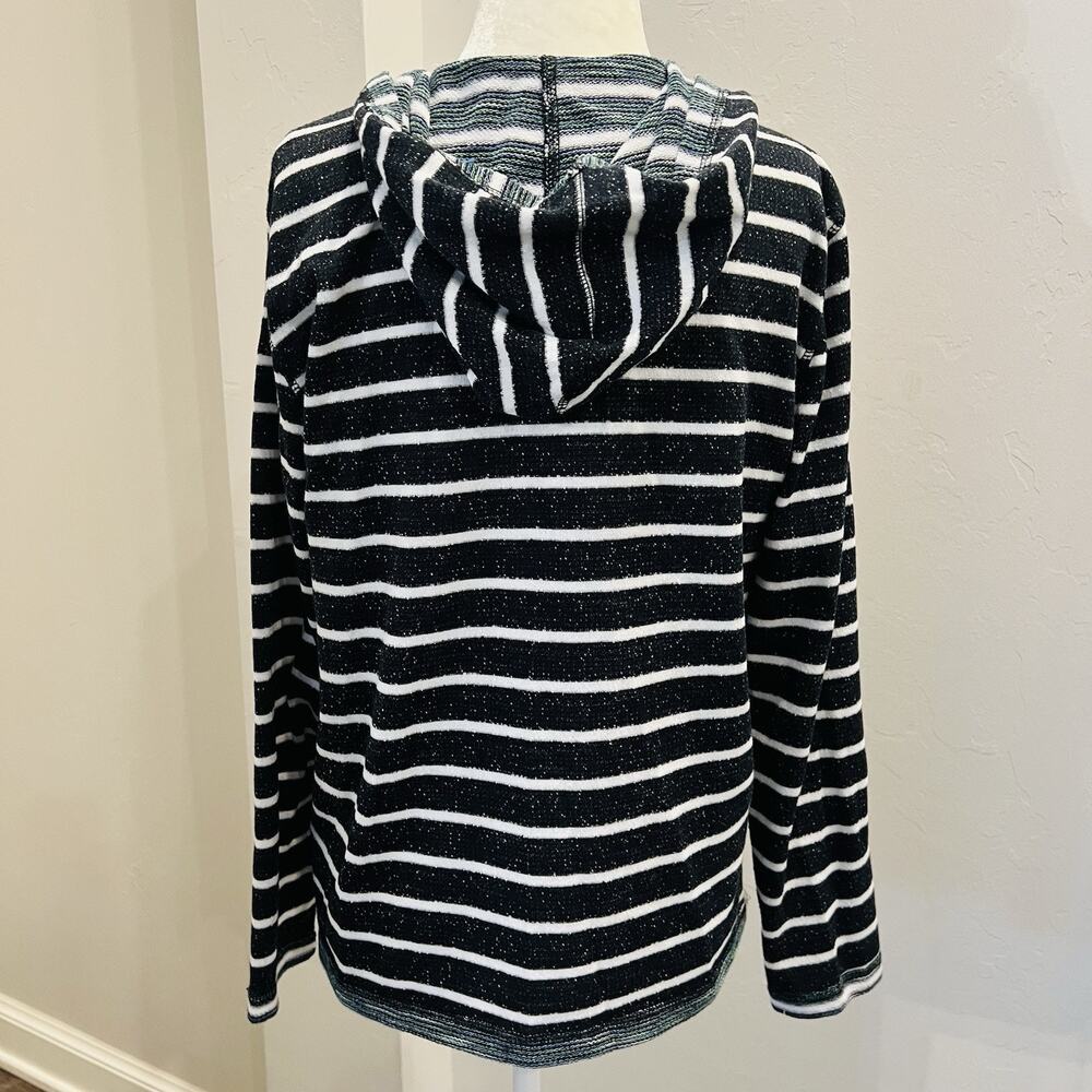Ruby Rd. Women's Multi Colored Reverse Loop Stripe Cardigan Hooded M (A0125) - Picture 4 of 6